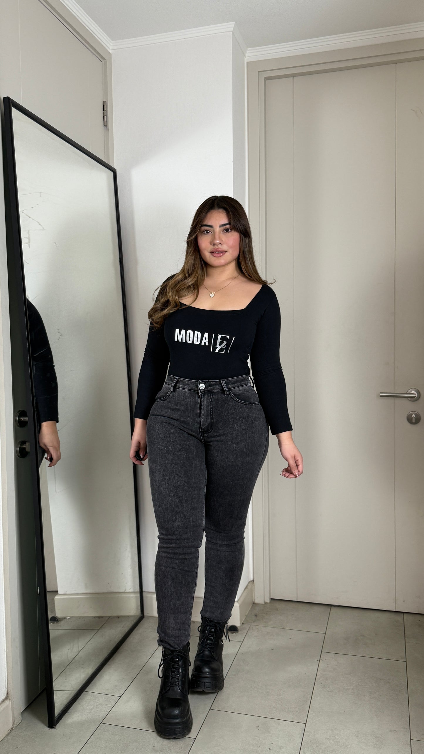 20691 (O4) | Jeans Skinny Forrado Con Polar Gris | Moda Estroz | Venta Por Mayor