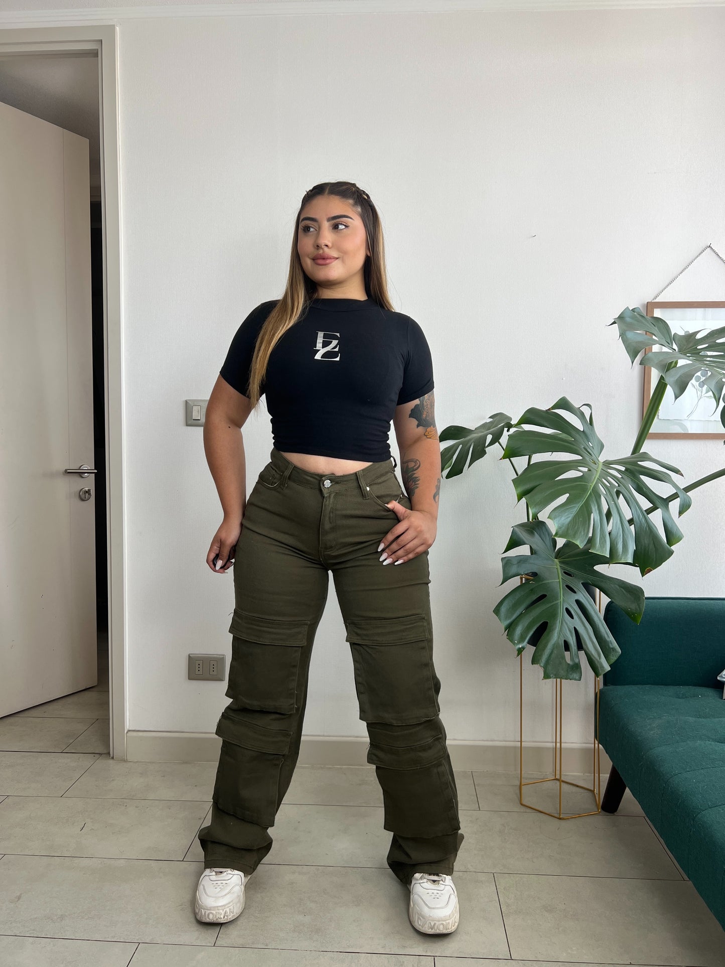Jeans Cargo Verde | Modelo A068 (F1) | Menina | Venta Por Mayor