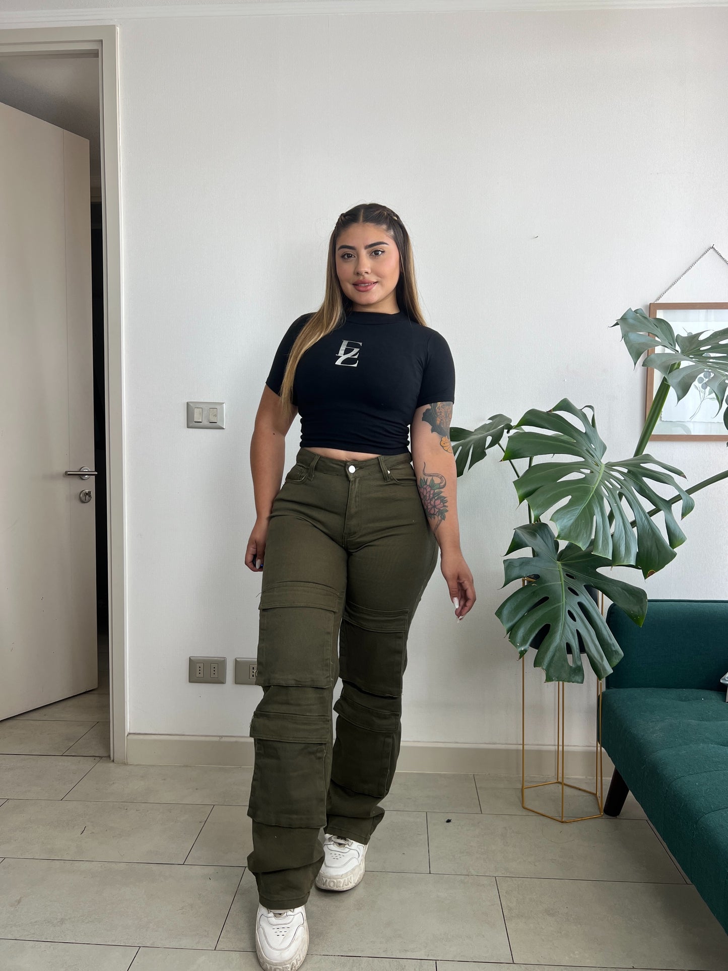 Jeans Cargo Verde | Modelo A068 (F1) | Menina | Venta Por Mayor