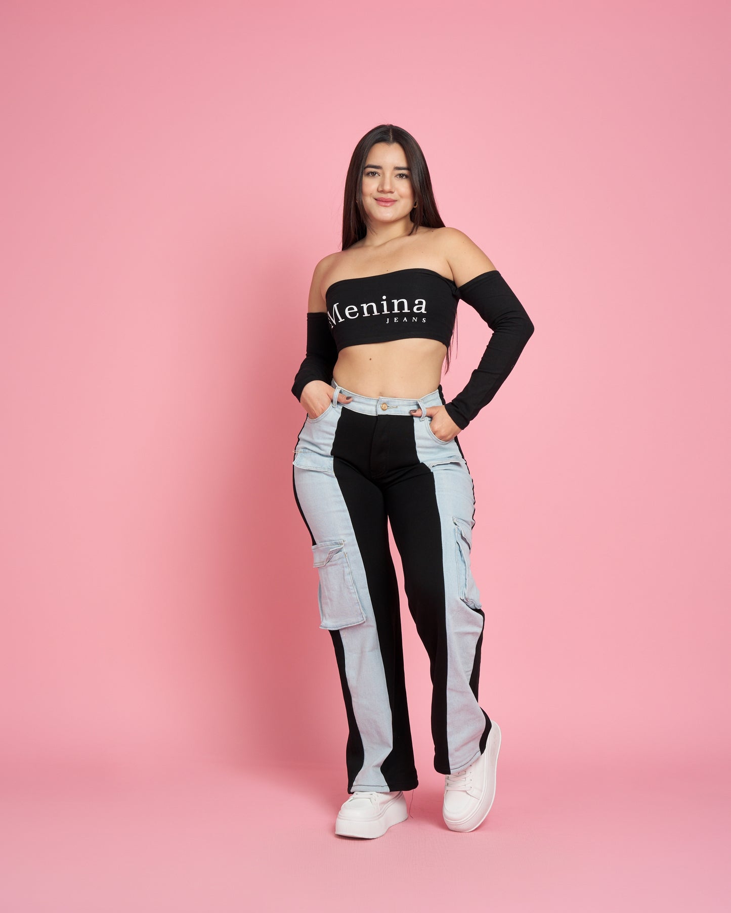 A305-1 (F5) | Jeans Wide Leg Cargo | Menina | Venta Por Mayor