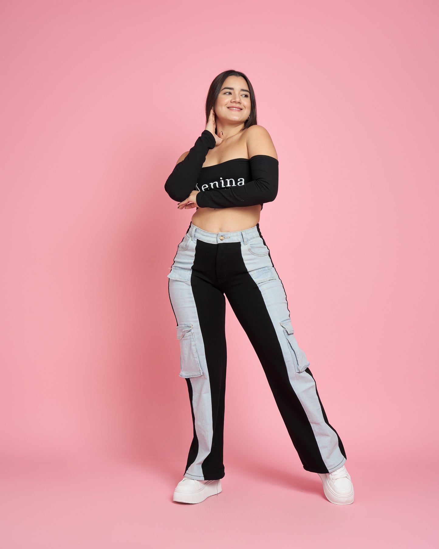 A305-1 (F5) | Jeans Wide Leg Cargo | Menina | Venta Por Mayor