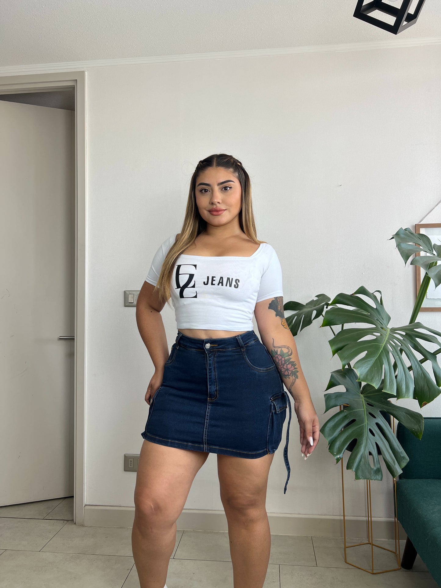 EZ03 | (C5) Falda Short Cargo Azul Confeccion Nacional | Moda Estroz | Venta Por Mayor