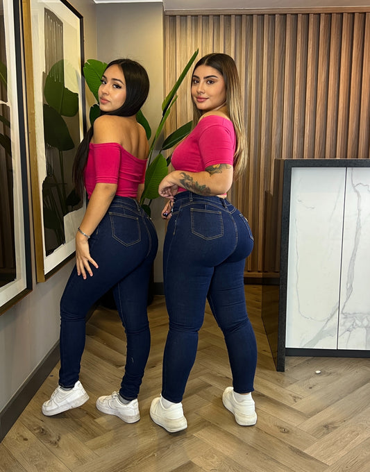 EZ1113 (D4) | Jeans Skinny Azul Oscuro Lineal | Moda Estroz | Venta Por Mayor (D4)