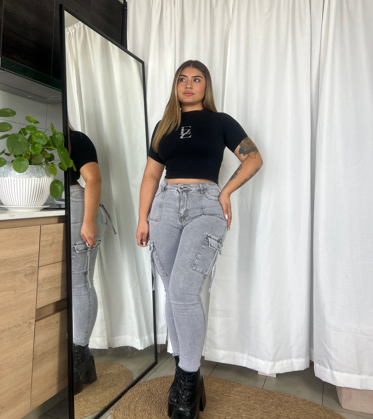 EZ5511 (H5) | Jeans Skinny Cargo Gris | EZ | Venta Por Mayor