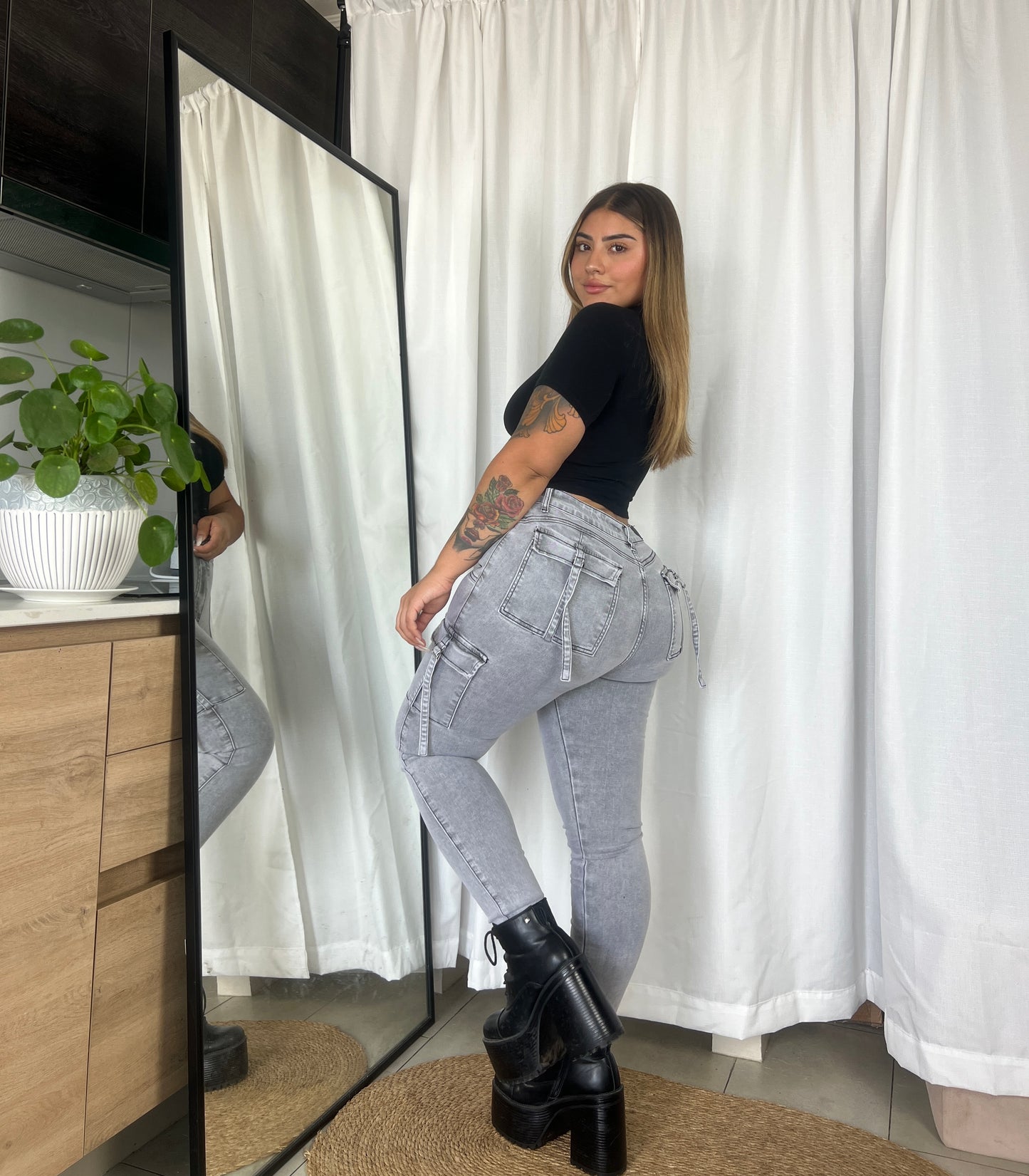 EZ5511 (H5) | Jeans Skinny Cargo Gris | EZ | Venta Por Mayor
