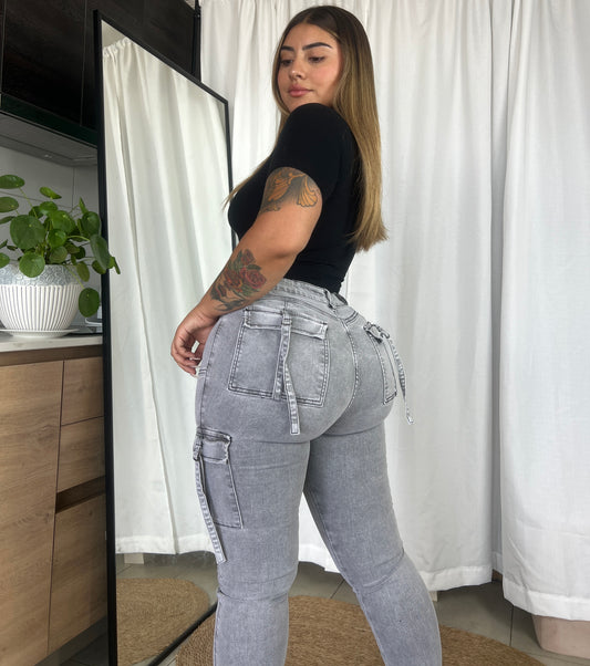 EZ5511 (H5) | Jeans Skinny Cargo Gris | EZ | Venta Por Mayor