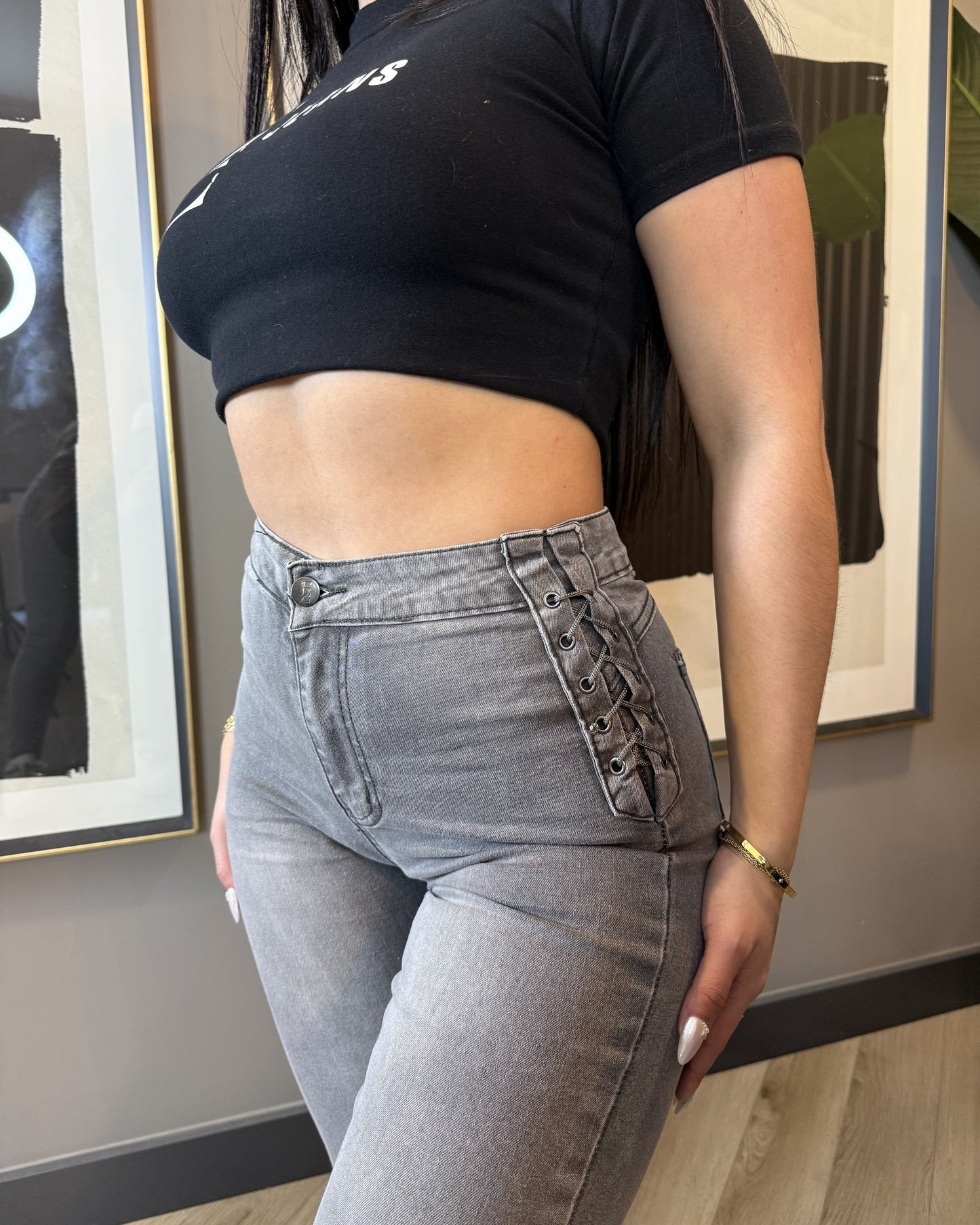 EZ5513 (G1) | Jeans Skinny Trenzado Gris | EZ | Venta Por Mayor