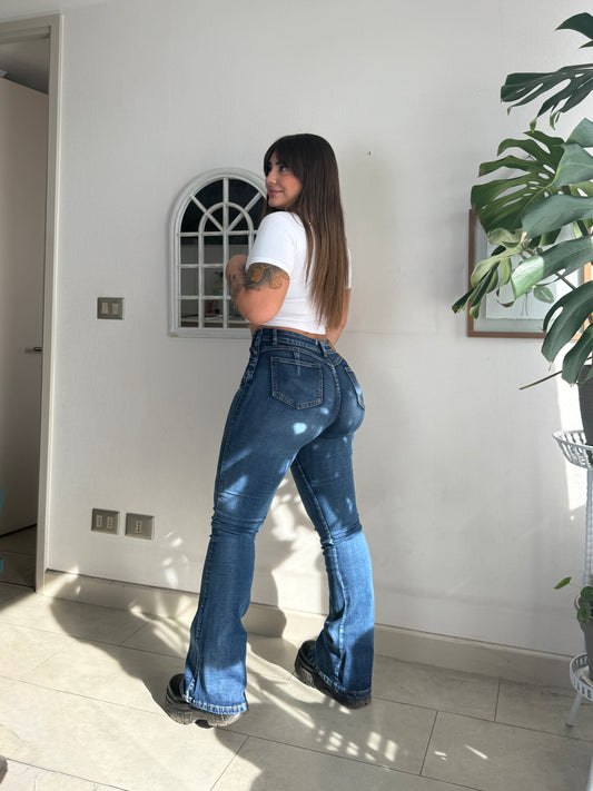 EZ5525 (G6) | Jeans Flare Trenzado Azul | EZ | Venta Por Mayor