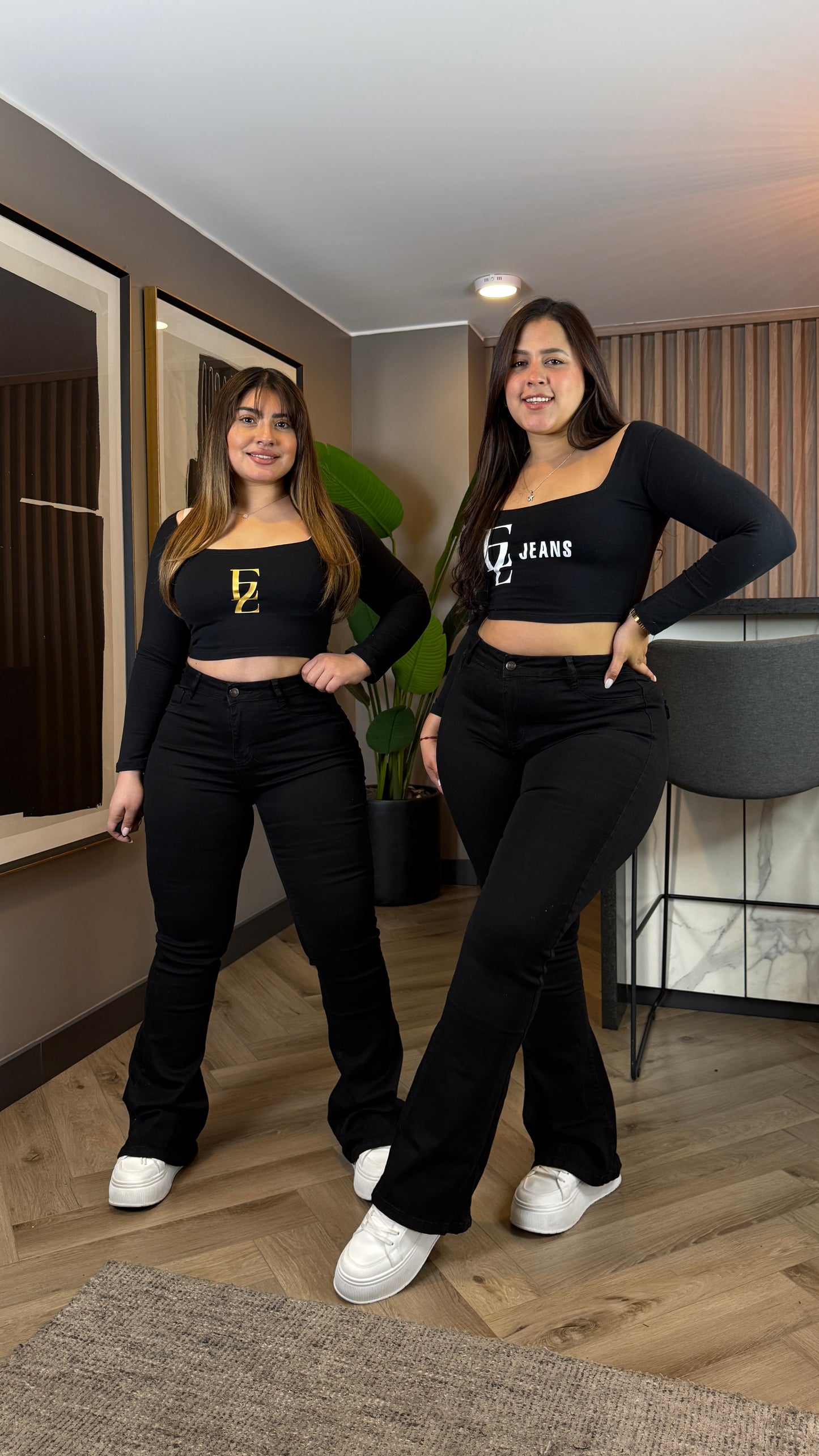 EZ5534 (J5) | Jeans Flare Negro Tapa | EZ | Venta Por Mayor