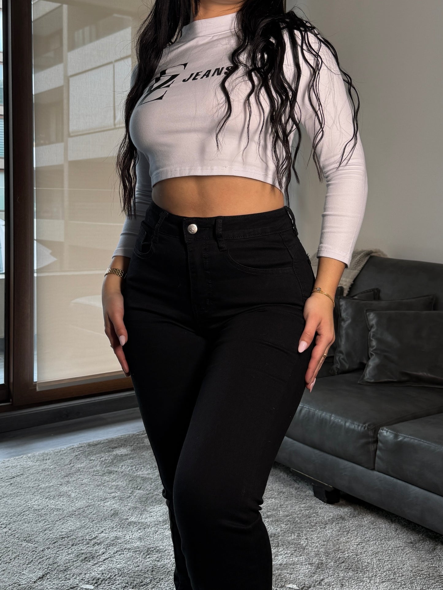 EZ5539 (J7) | Jeans Flare Negro | EZ | Venta Por Mayor