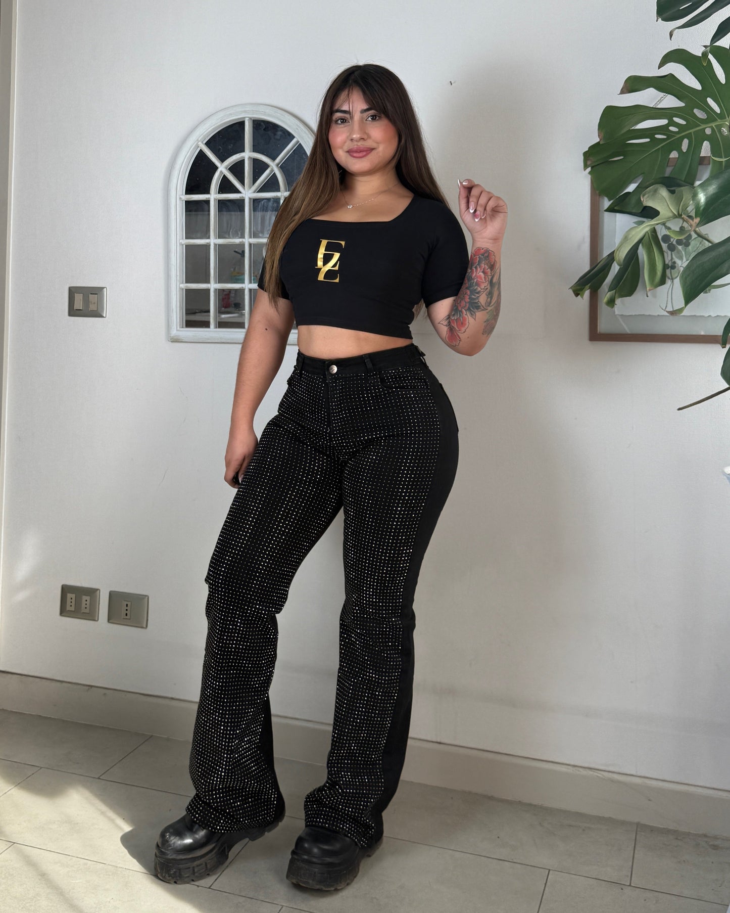 EZ5543 (S2) | Jeans Recto Brillos Negro | EZ | Venta Por Mayor