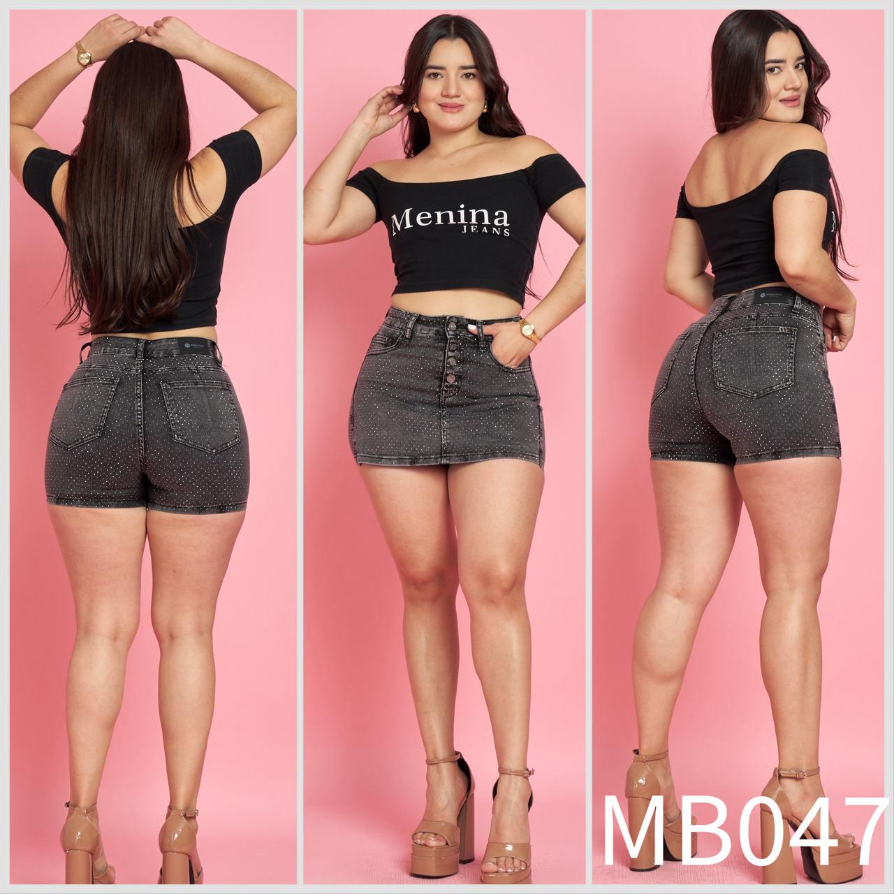 MB047 (L4) | Falda Short Gris Brillos | Menina | Venta Por Mayor