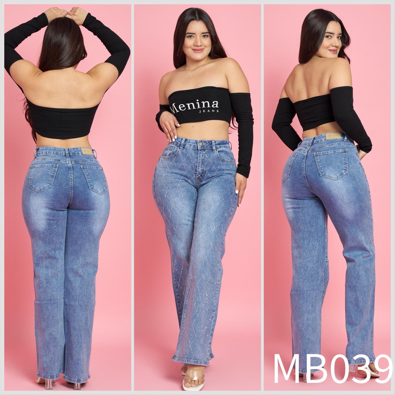 MB039 (D2) | Wide Leg Brillos Azul Focalizado | Menina | Venta Por Mayor
