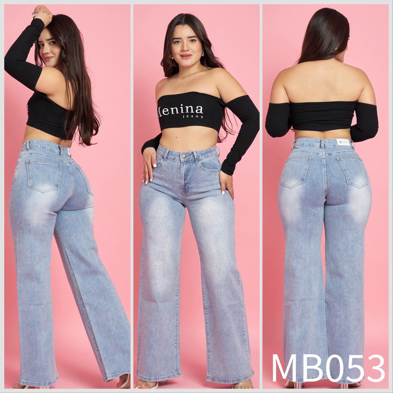 MB053 (Q5) | Wide Leg Brillos Celeste Focalizado | Menina | Venta Por Mayor