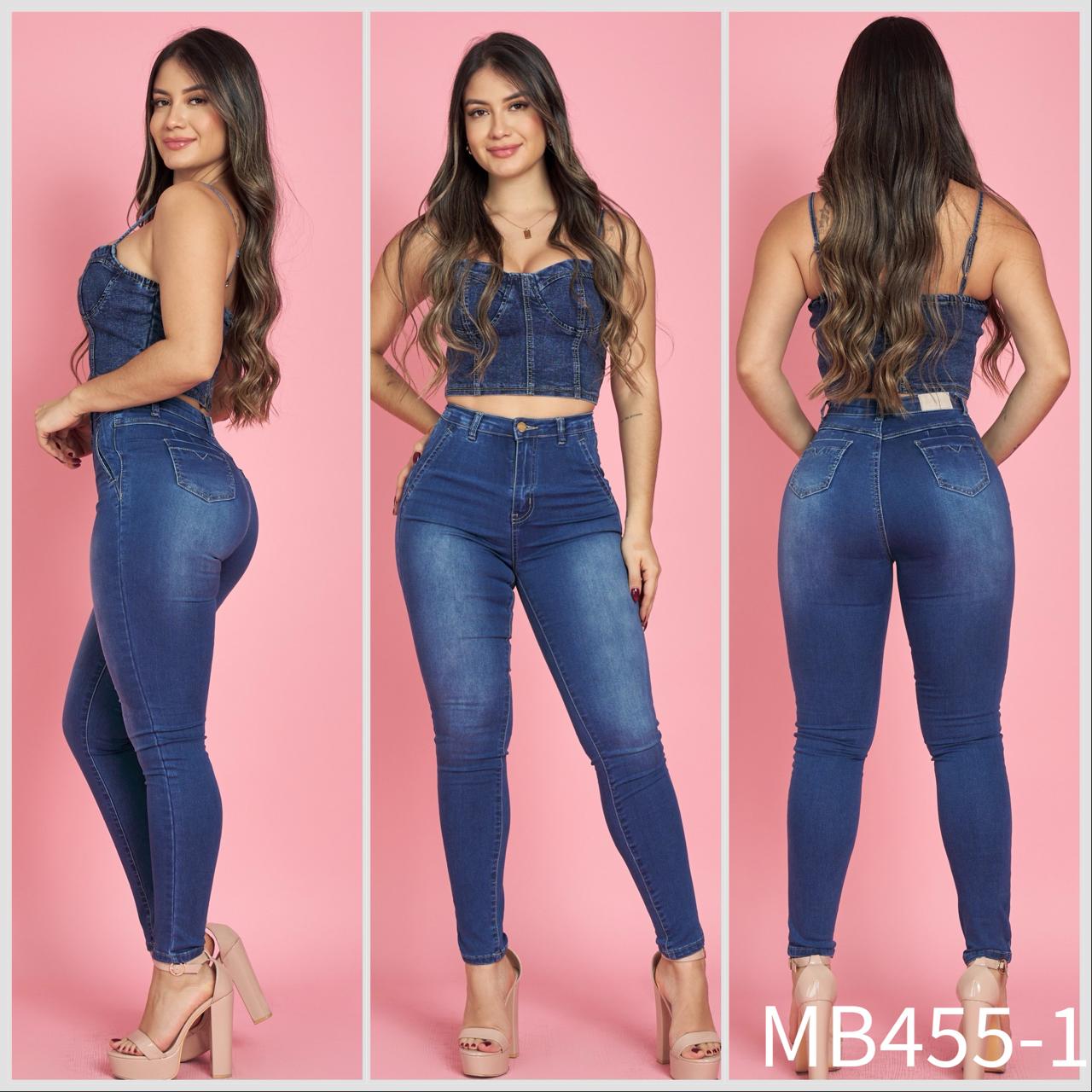 MB455-1 (H6) | Jeans Skinny Faja Azul | Menina | Venta Por Mayor