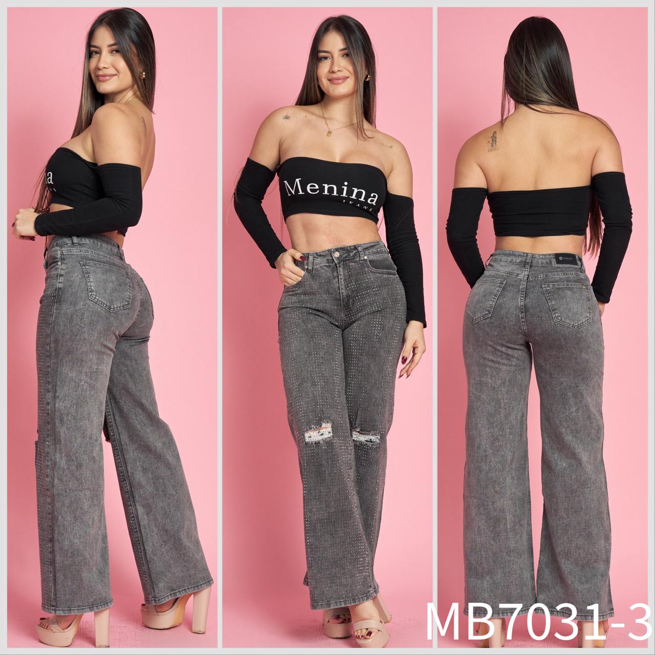 MB7031-3 (C2) | Jeans Recto Brillos Gris | Menina | Venta Por Mayor
