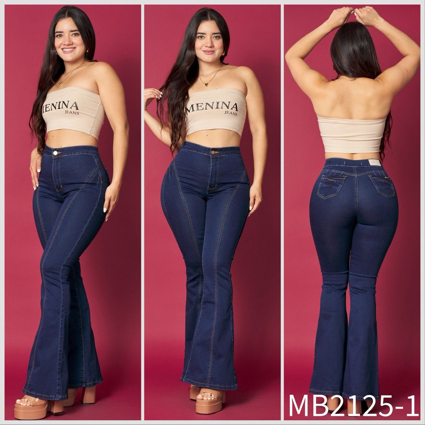 MB2125-1 (B6) | Flare Azul Oscuro Lineal | Menina | Venta Por Mayor