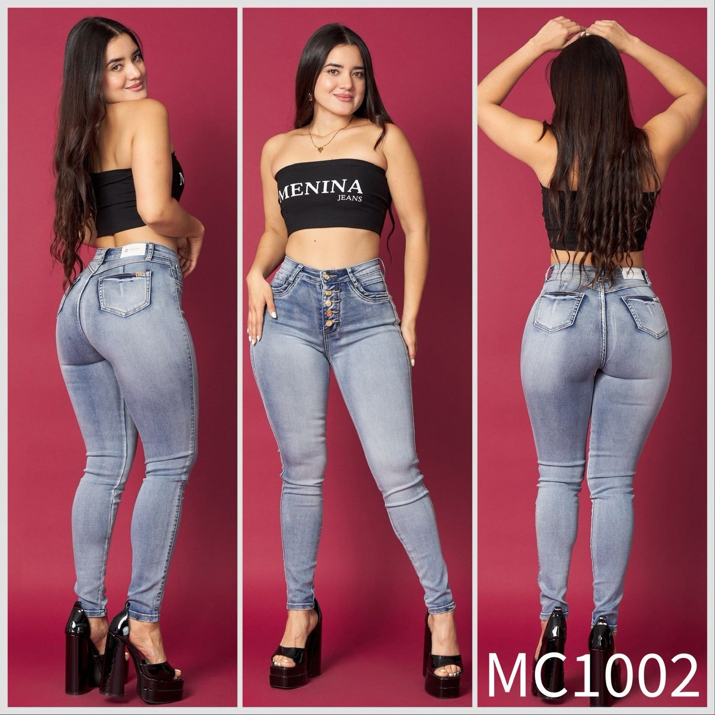 MC1002 (C4) | Skinny Celeste Focalizado 5 Botones | Menina | Venta Por Mayor