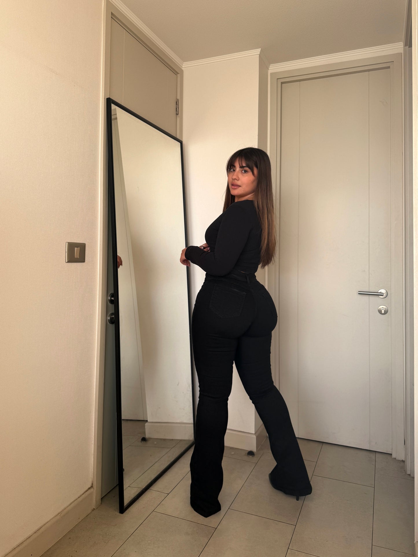 EZ2515 (V3) | Jeans Flare Lineal Negro 5 Botones | EZ | Confeccion Nacional