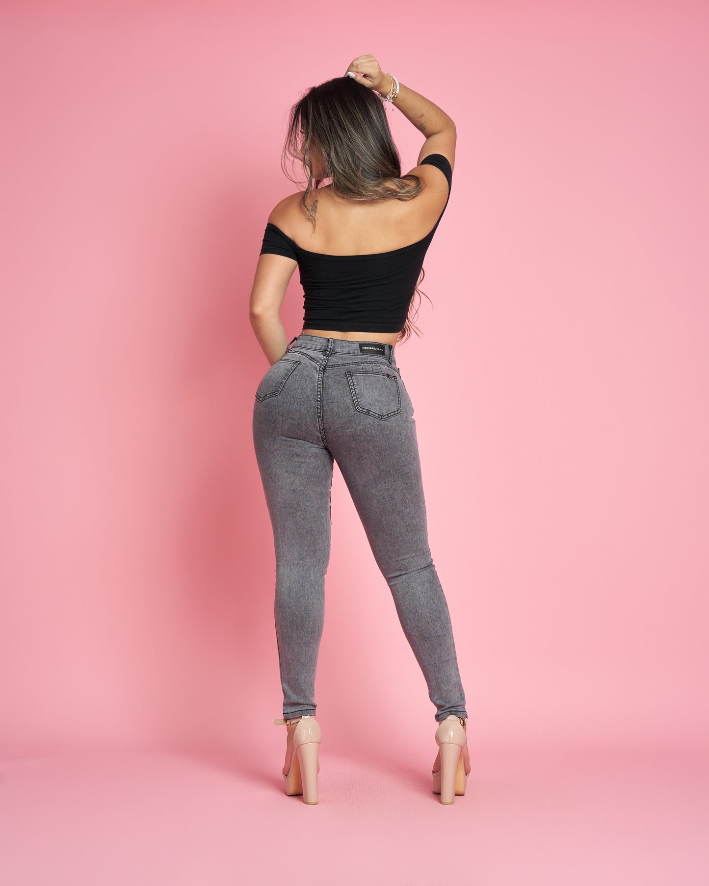 MB019-1 (G5) | Jeans Skinny Gris Brillos | Menina | Venta Por Mayor
