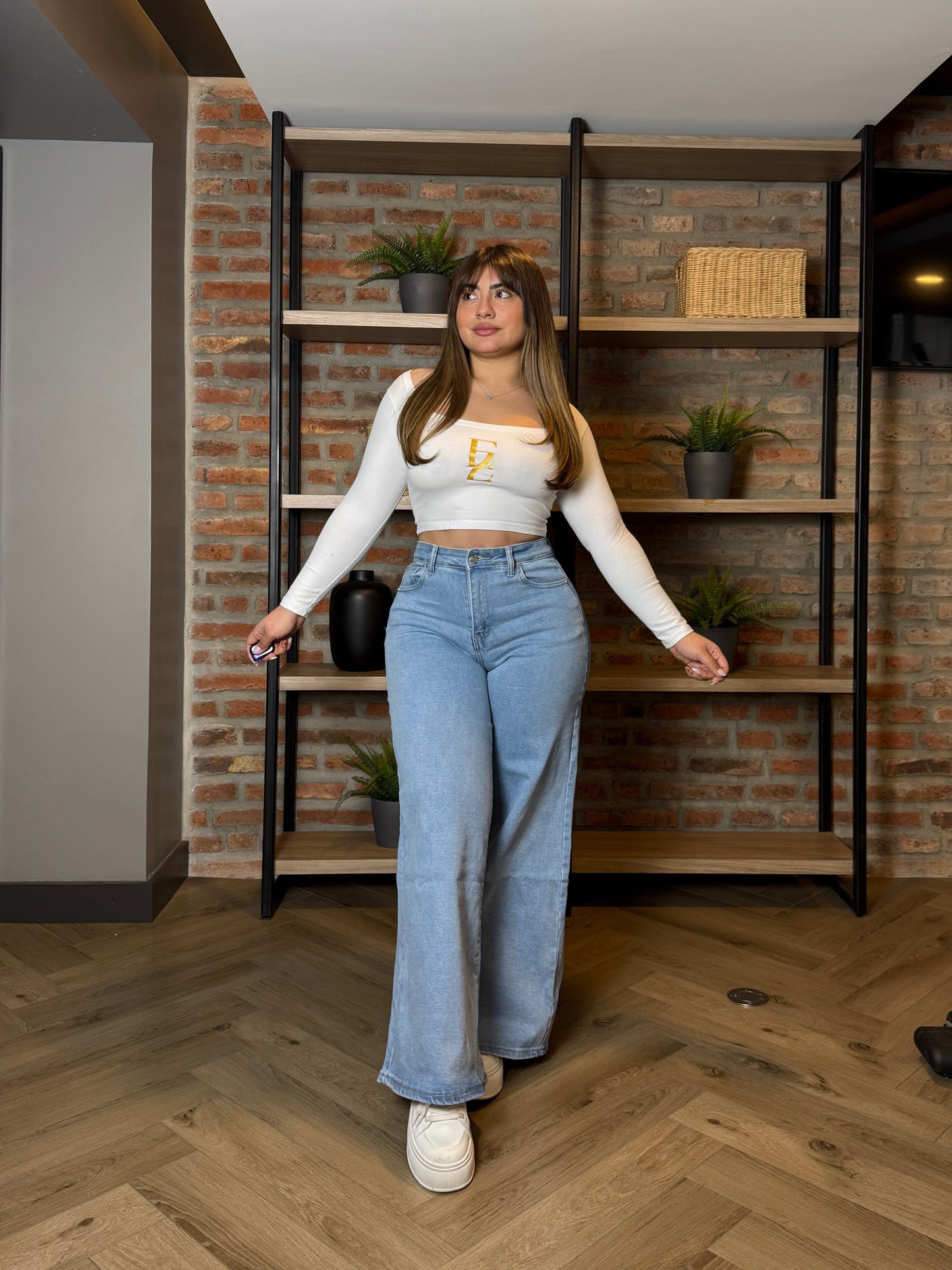 MB439 (G6) | Jeans Wide Leg Azul Claro | Menina | Venta Por Mayor