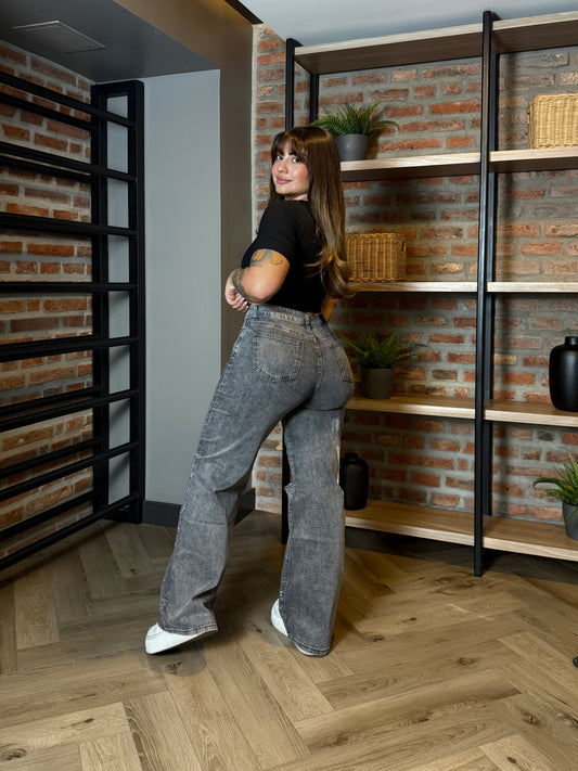 MB7031-3 (C2) | Jeans Recto Brillos Gris | Menina | Venta Por Mayor