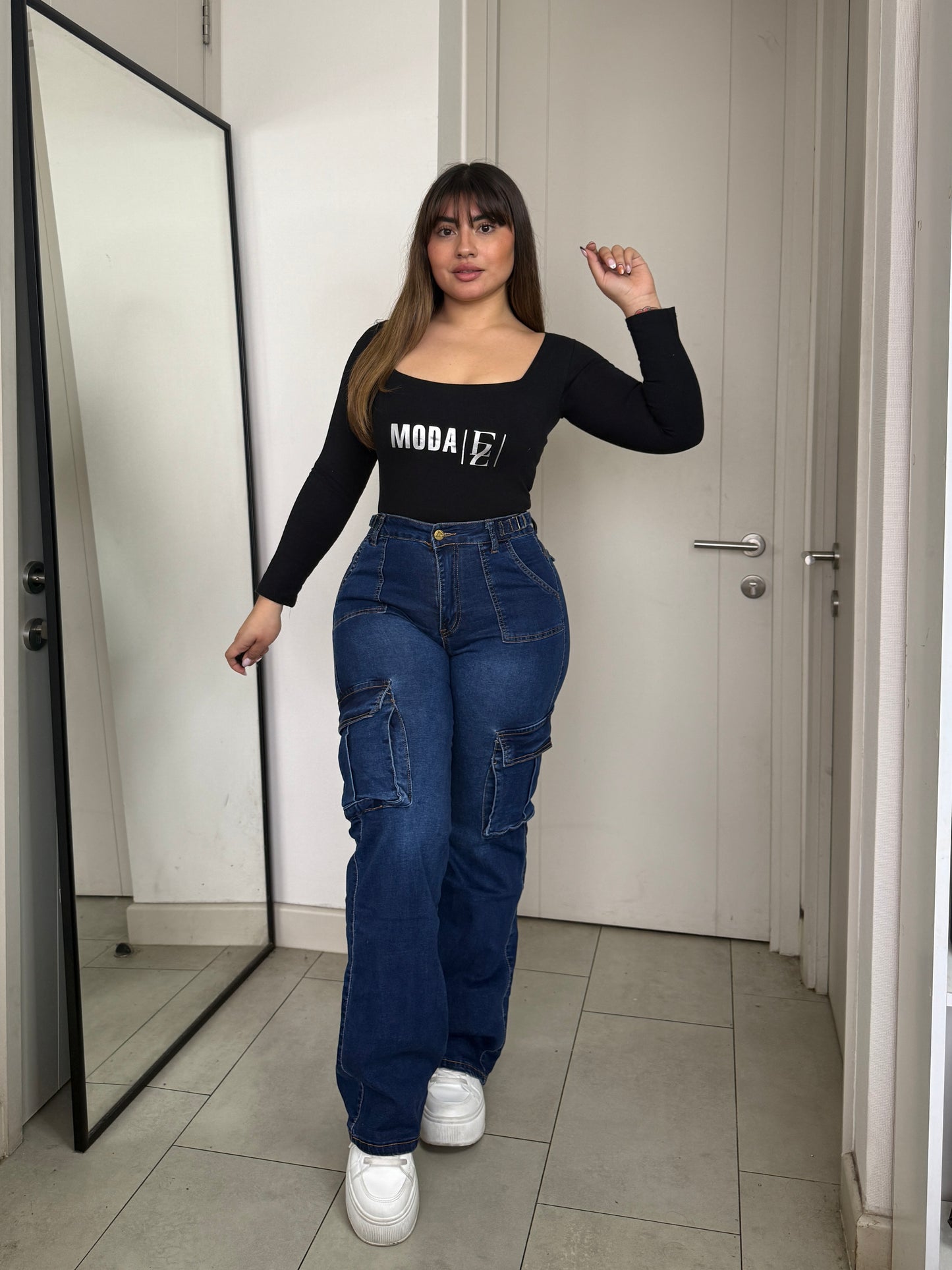 N0507-2 (U4) | Jeans Cargo Azul Oscuro | Menina | Venta Por Mayor