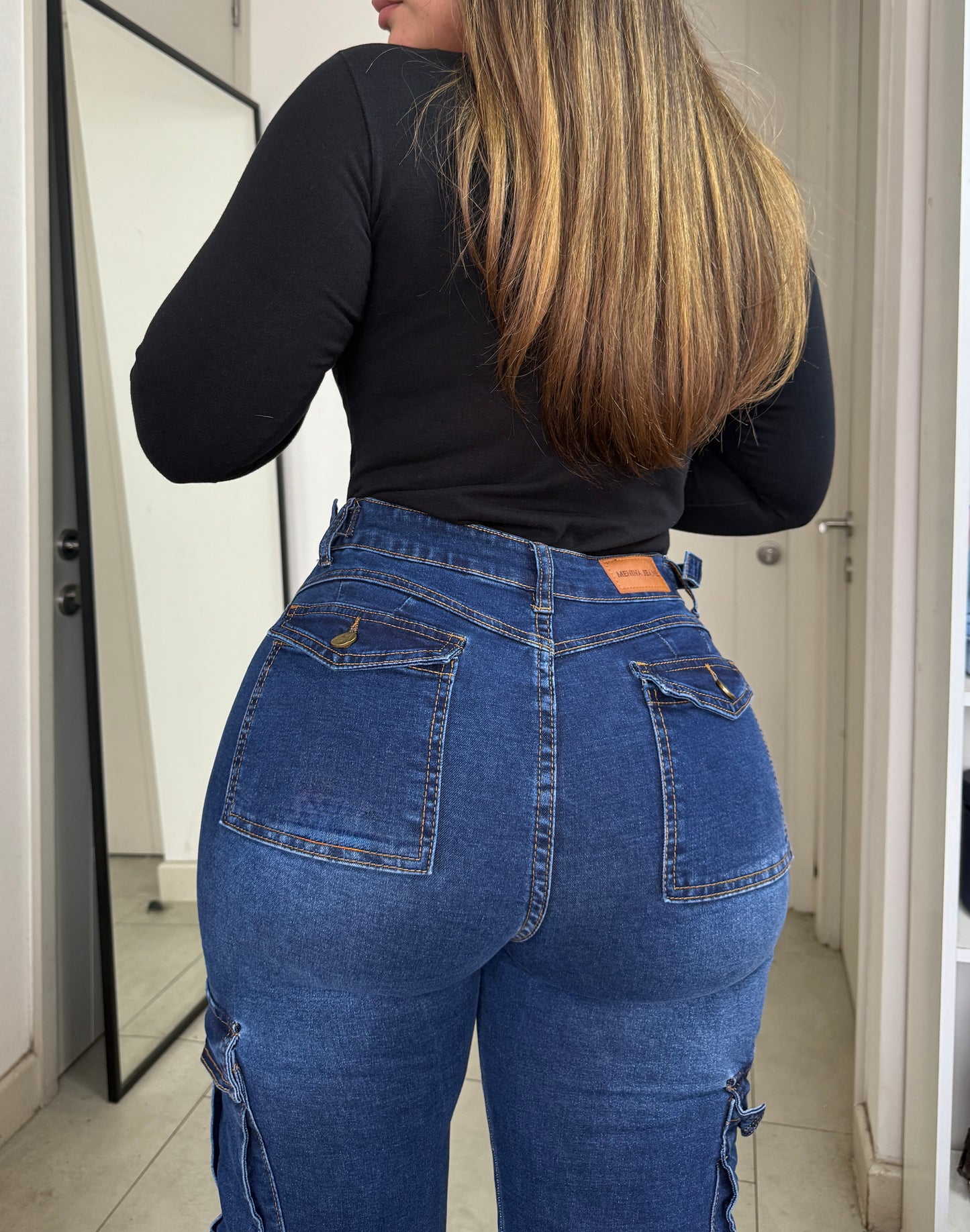 N0507-2 (U4) | Jeans Cargo Azul Oscuro | Menina | Venta Por Mayor
