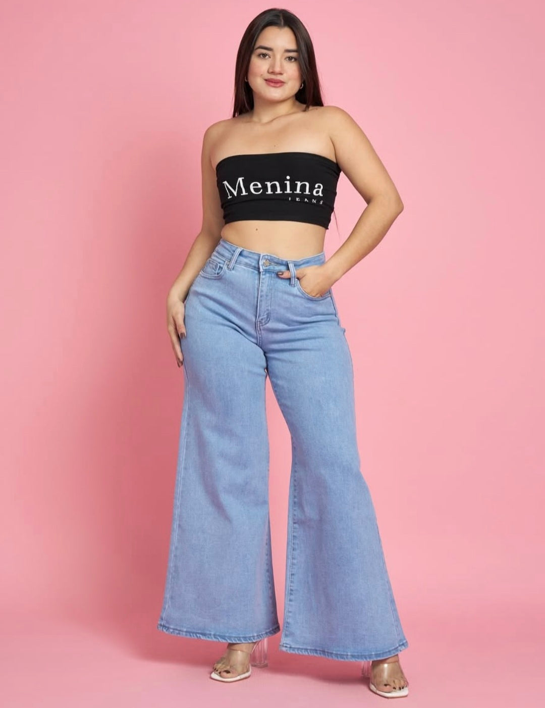 MB439 (G6) | Jeans Wide Leg Azul Claro | Menina | Venta Por Mayor