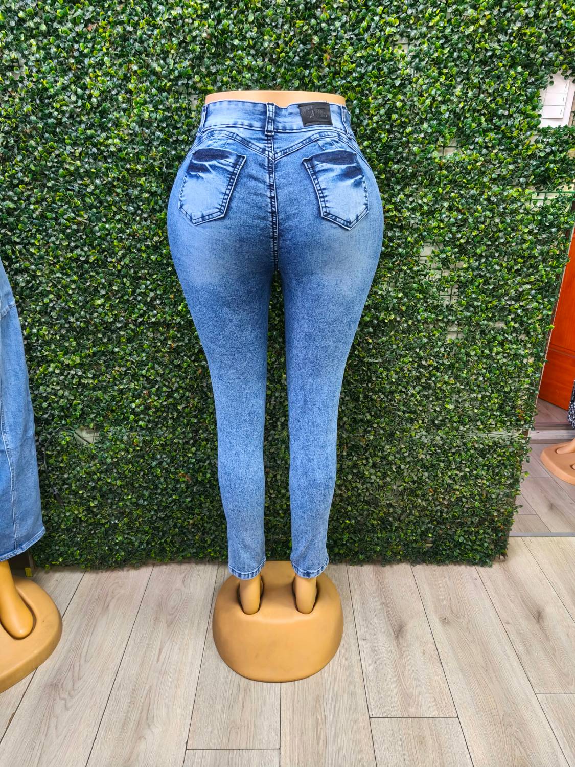 EZ2542 Skinny Nacional Celeste Jaspeado Ultra Push Up por mayor, vista trasera