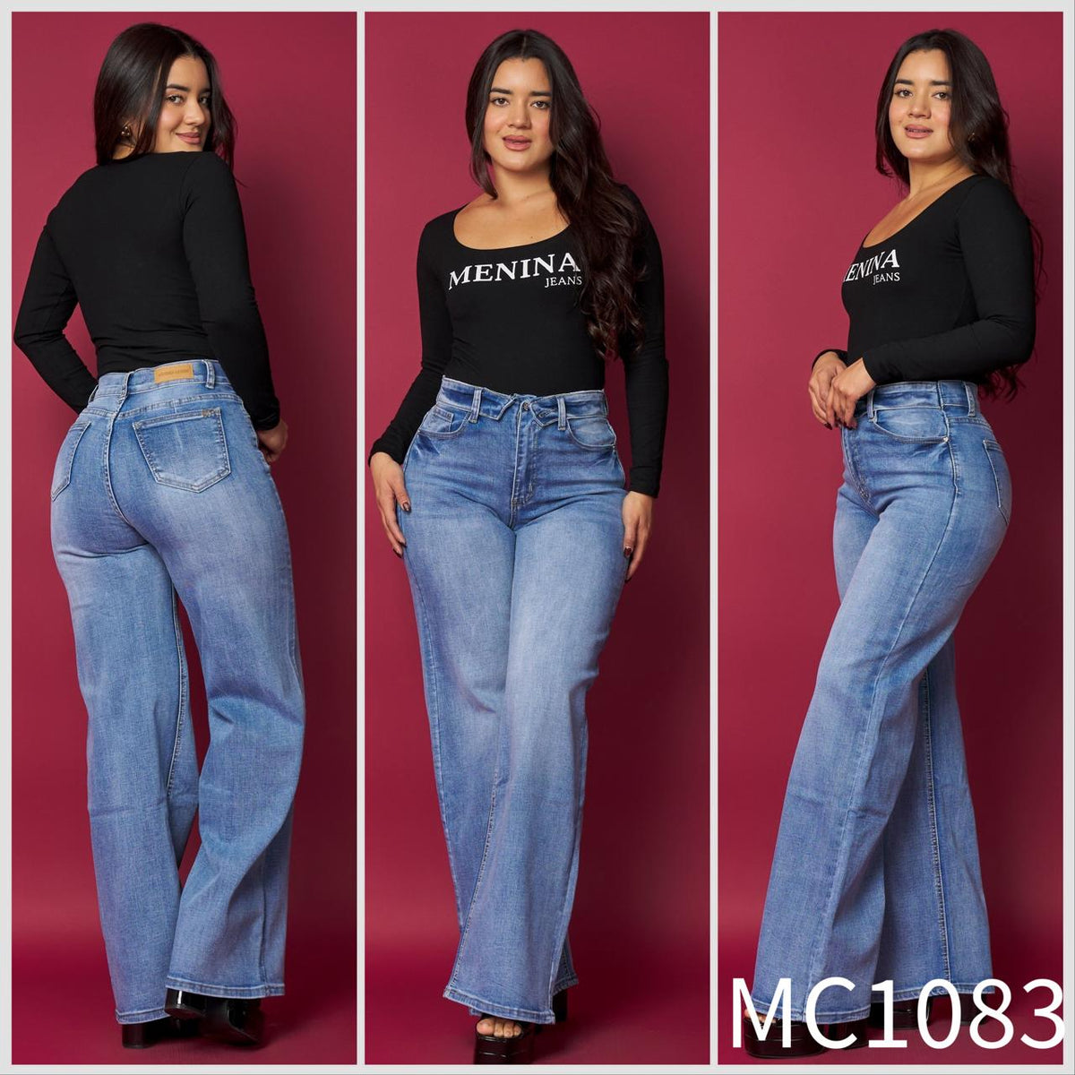 MC1083 (B2) | Wide Leg Azul Focalizado | Venta Por Mayor