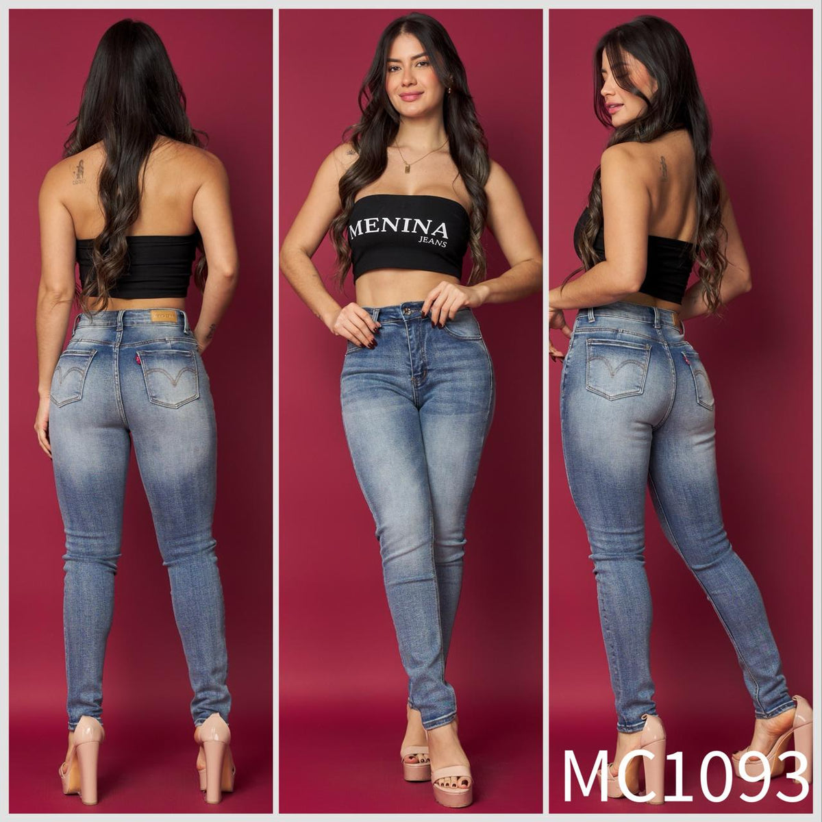 MC1093 (C2) | Skinny Azul Focalizado | Venta Por Mayor