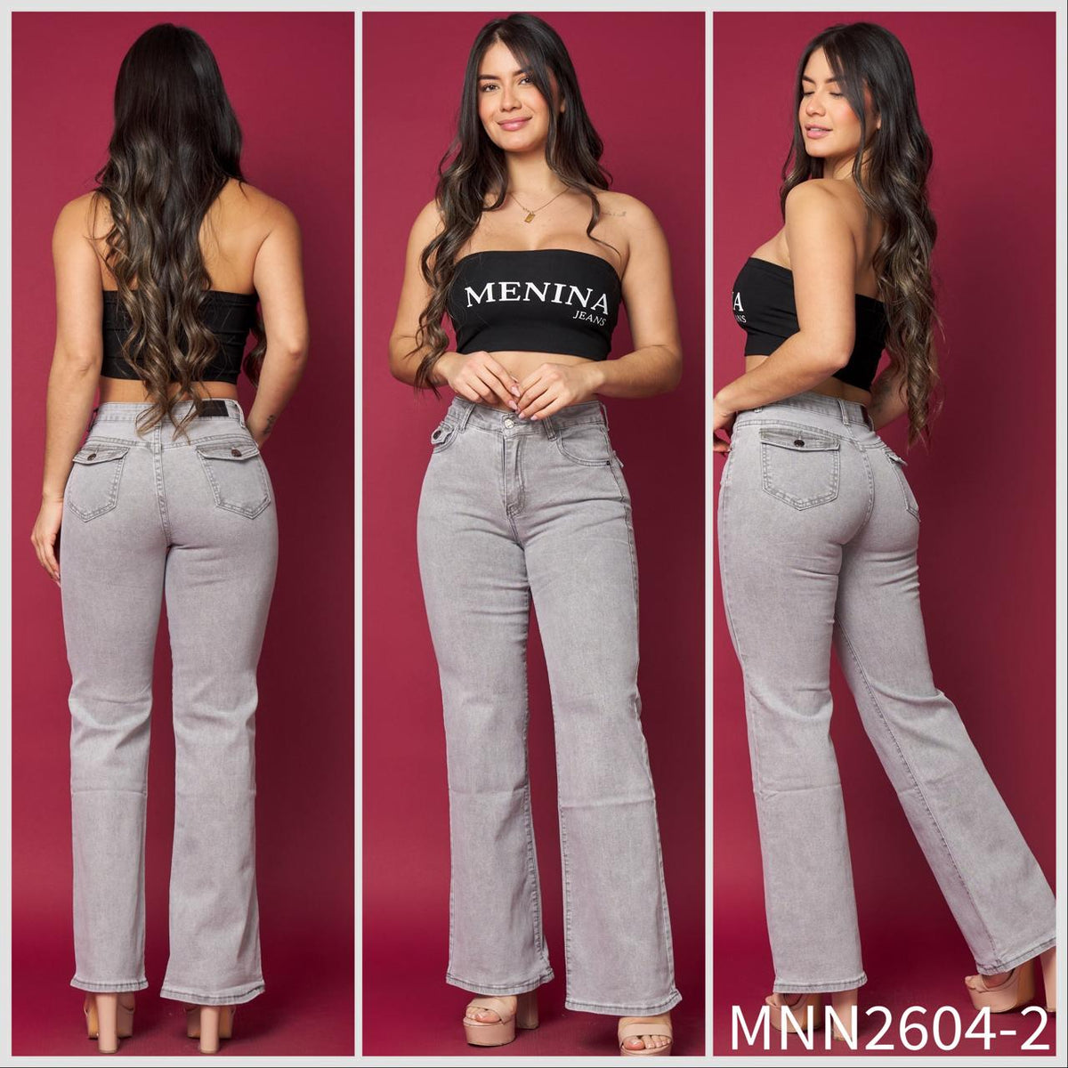 N2604-2 (T2) | Recto Gris Claro Bolsillo Con Tapa | Venta Por Mayor