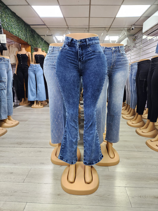 EZ2514  | Jeans Flare Azul Jaspeado | EZ | Confeccion Nacional
