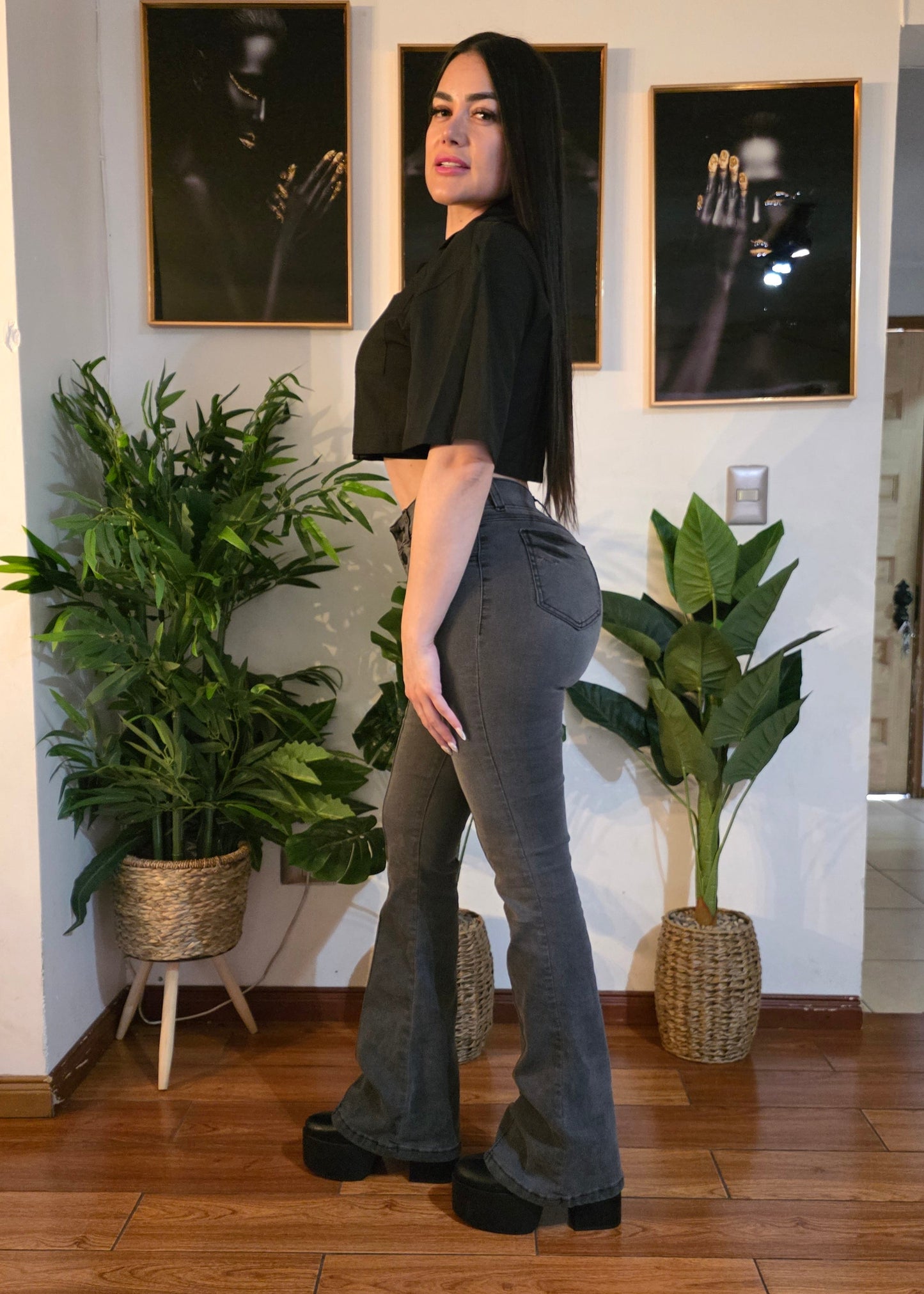 EZ2516 | Flare Nacional Gris Lineal 5 Botones | EZ | Venta Por Mayor