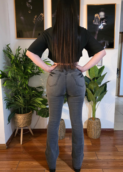 EZ2516 | Flare Nacional Gris Lineal 5 Botones | EZ | Venta Por Mayor