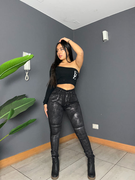 3882 (B1) | Jeans Skinny Gris Metalizado | Moda Estroz | Venta Por Mayor