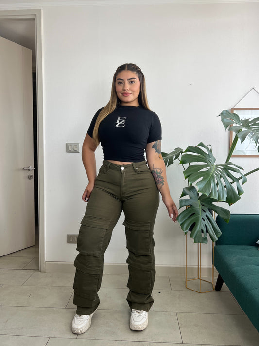 Jeans Cargo Verde | Modelo A068 (F1) | Menina | Venta Por Mayor