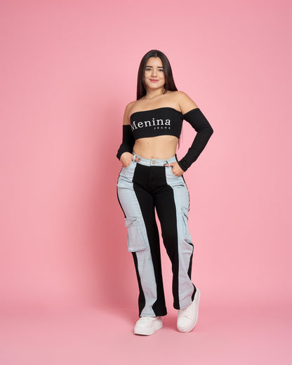 A305-1 (F5) | Jeans Wide Leg Cargo | Menina | Venta Por Mayor