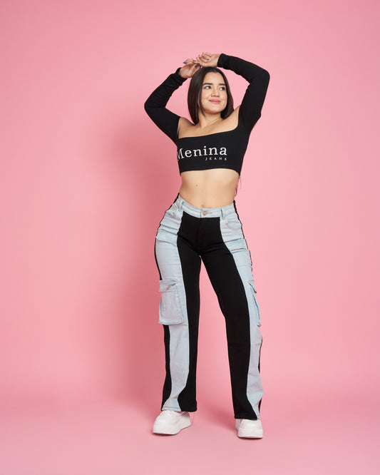 Jeans Wide Leg Cargo | Modelo A305-1  | Menina | Venta Por Mayor