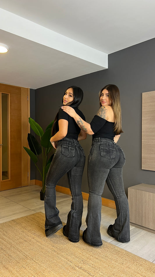 Jean Flare Gris Oscuro | Modelo A311-1 | Menina | Venta Por Mayor