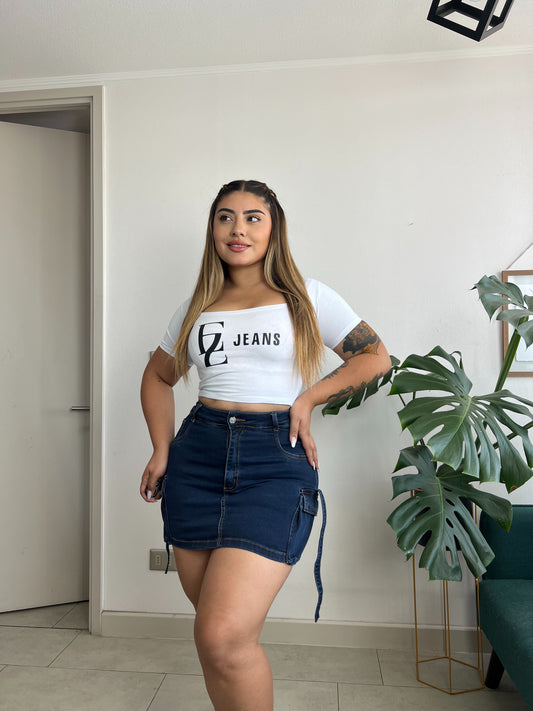 Falda Short Cargo Azul Confeccion Nacional | Modelo EZ03 | Moda Estroz | Venta Por Mayor
