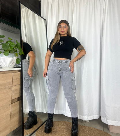 EZ5511 (H5) | Jeans Skinny Cargo Gris | EZ | Venta Por Mayor