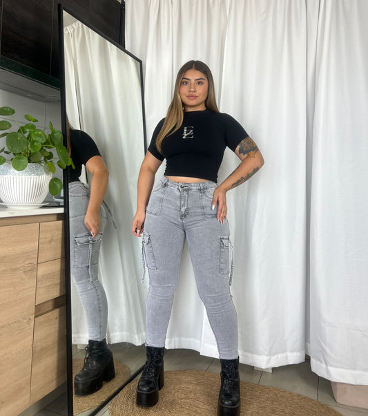 EZ5511 (H5) | Jeans Skinny Cargo Gris | EZ | Venta Por Mayor