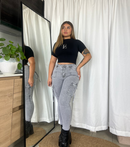 EZ5511 (H5) | Jeans Skinny Cargo Gris | EZ | Venta Por Mayor