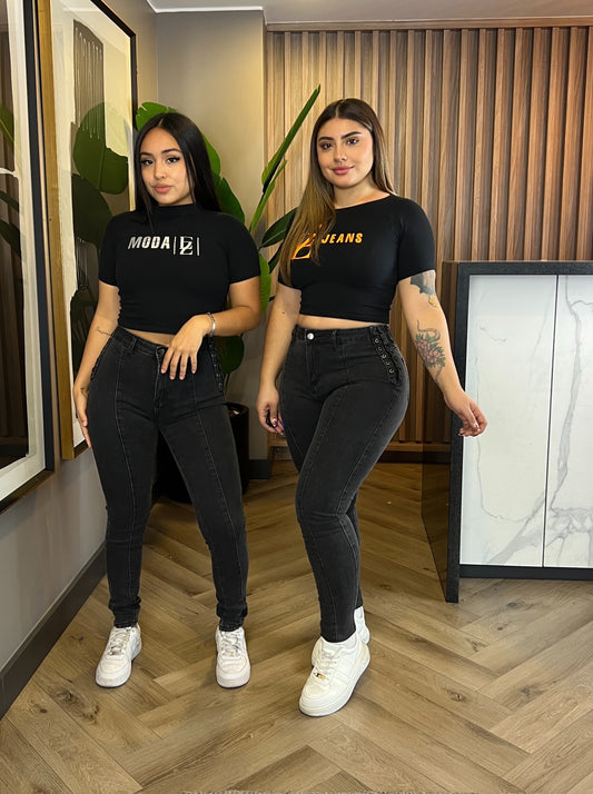 Jeans Skinny Trenzado Lineal | Modelo EZ24912 (C7)  | Moda Estroz | Venta Por Mayor