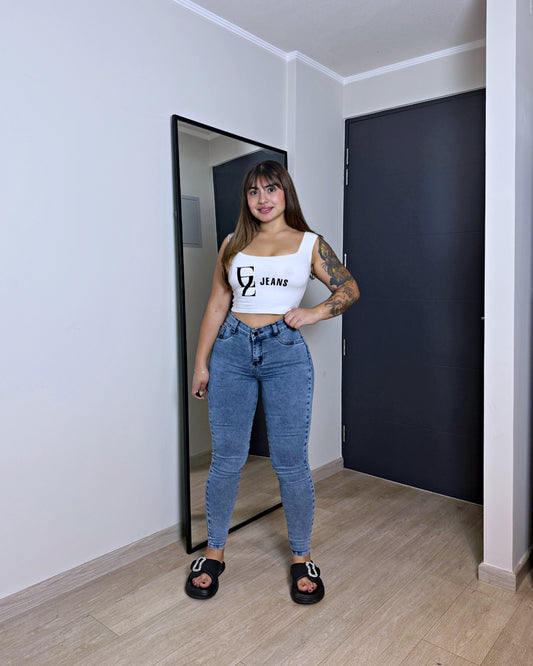 EZ2519 (U3) | Skinny Nacional Celeste Jaspeado | EZ | Venta Por Mayor