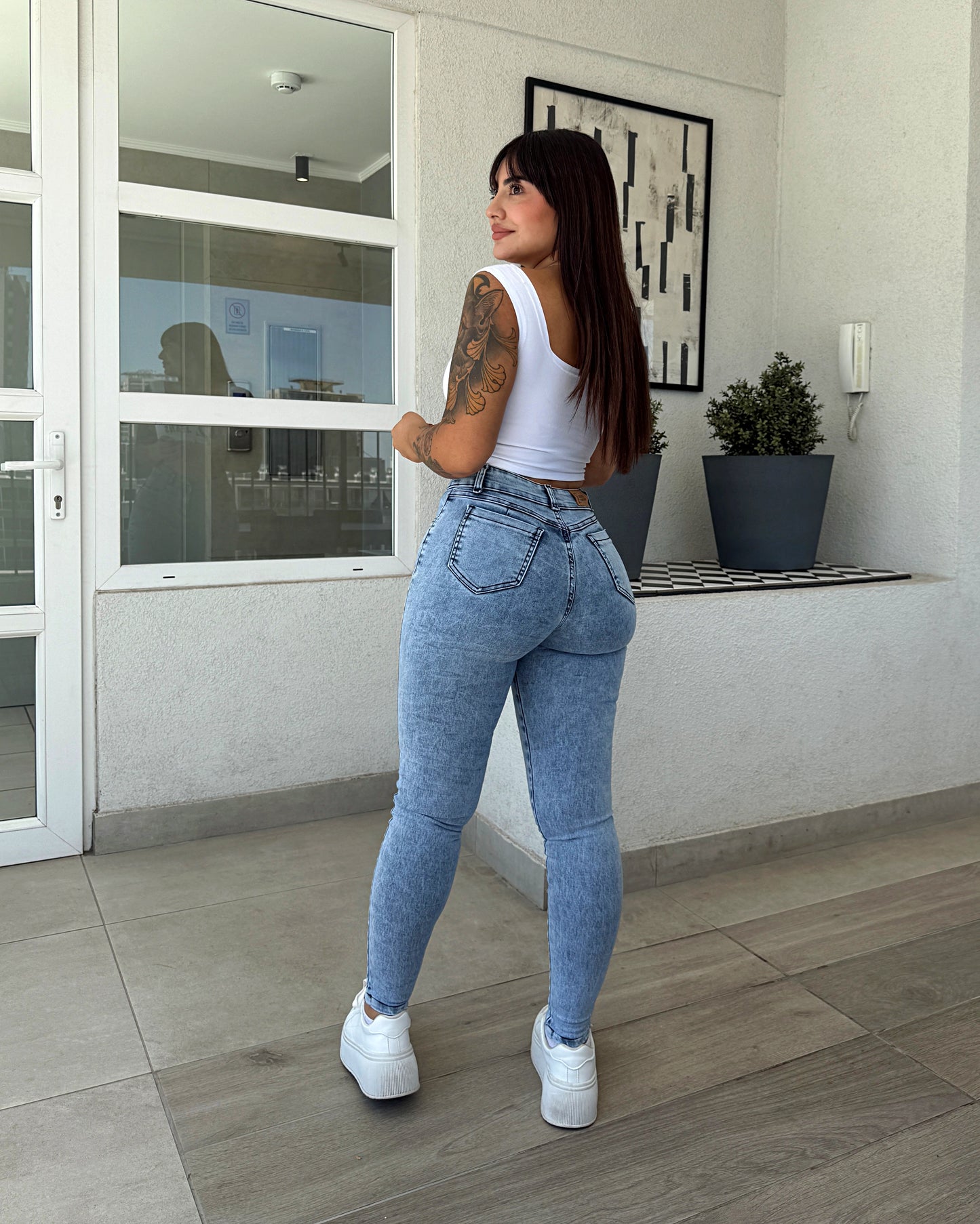 EZ2519 (U3) | Skinny Nacional Celeste Jaspeado | EZ | Venta Por Mayor