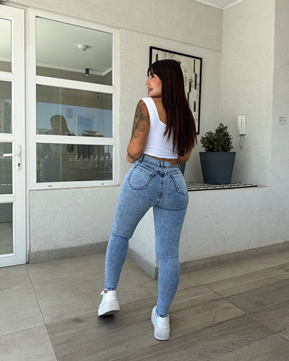 EZ2519 (U3) | Skinny Nacional Celeste Jaspeado | EZ | Venta Por Mayor