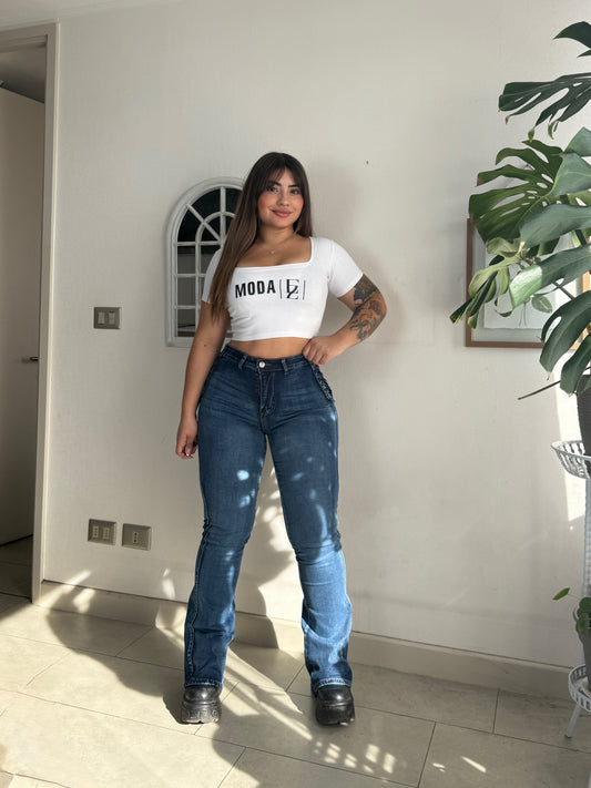 EZ5525 (G6) | Jeans Flare Trenzado Azul | EZ | Venta Por Mayor